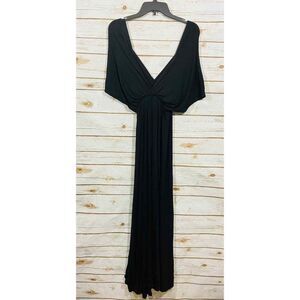 24seven Comfort Apparel Women's Maxi Dress Smocked Waist, Size M, Black